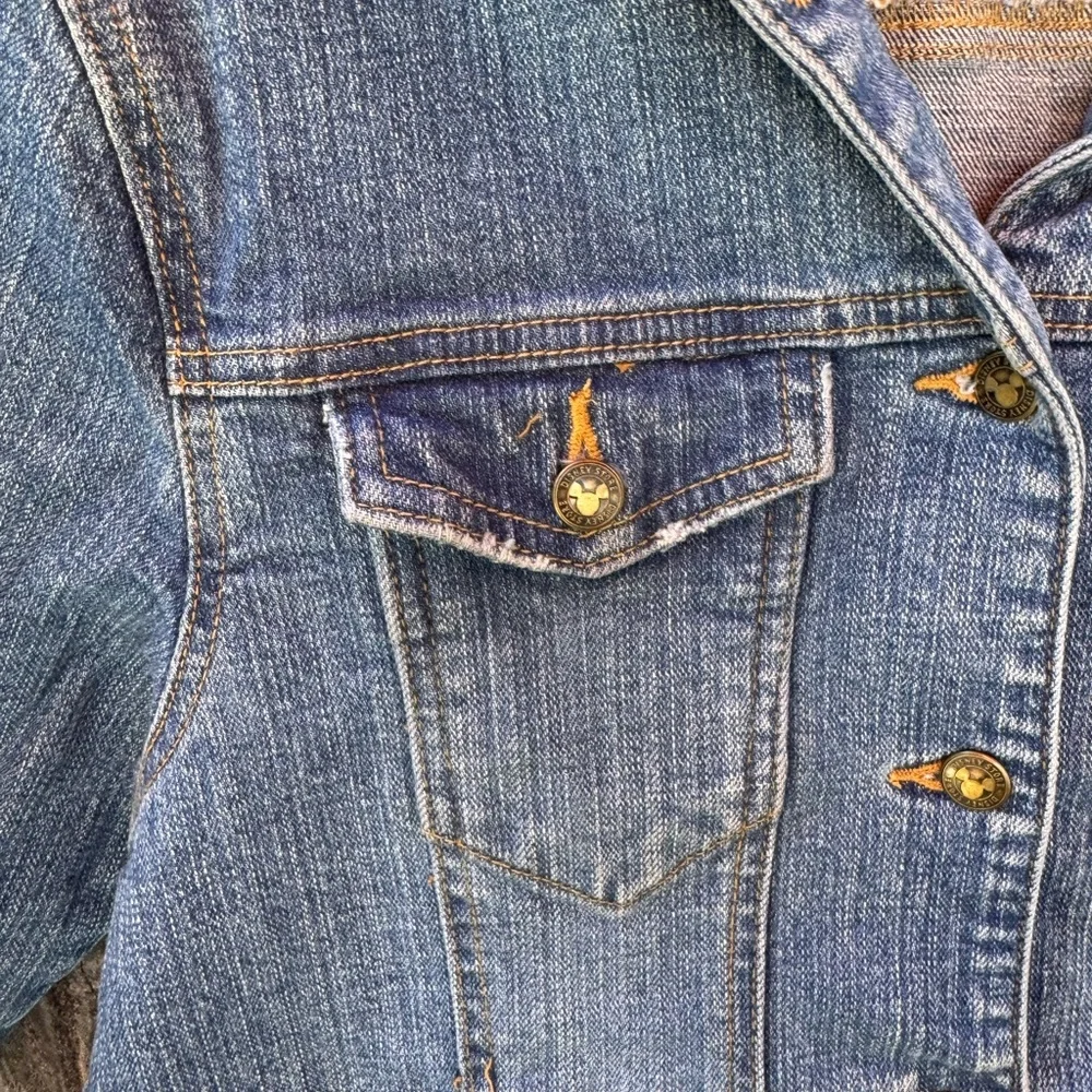 Disney Mickey Mouse Blue Bedazzled Denim Jacket With Mickey Mouse cartoon size S